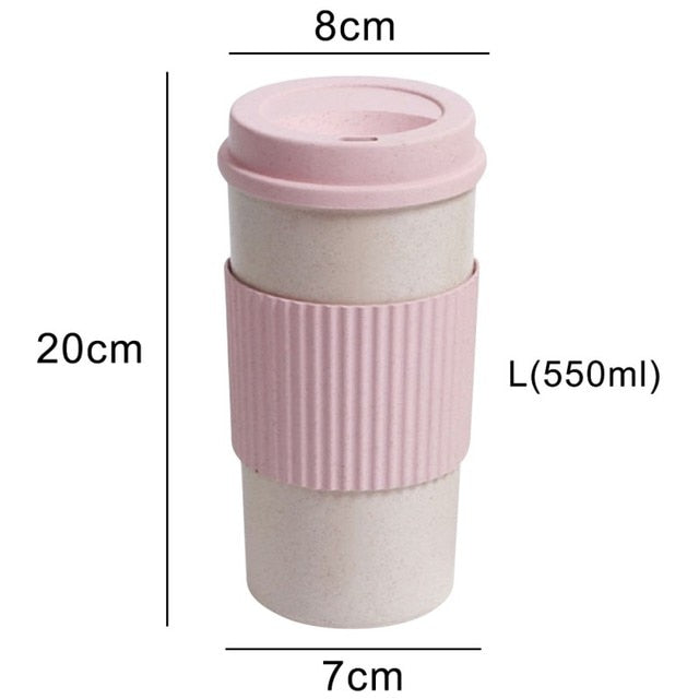 (Store Closing Sale) Wheat Fiber Straw Coffee Mug Double-wall Insulation Eco-friendly Coffee Cup Travel Leakproof Gift Mugs