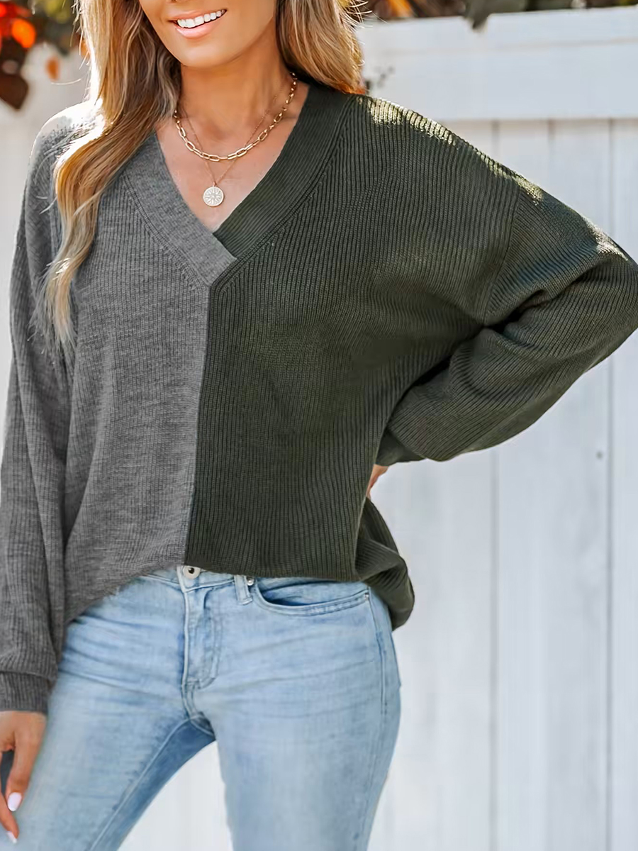 Two-tone ribbed sweatshirt