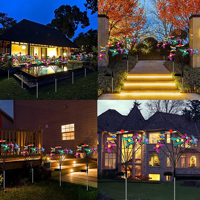 Solar Butterfly Lawn Lights LED Swinging Firefly Garden Lights Villa Courtyard Walkway Park Outdoor Waterproof Camping Party Decoration