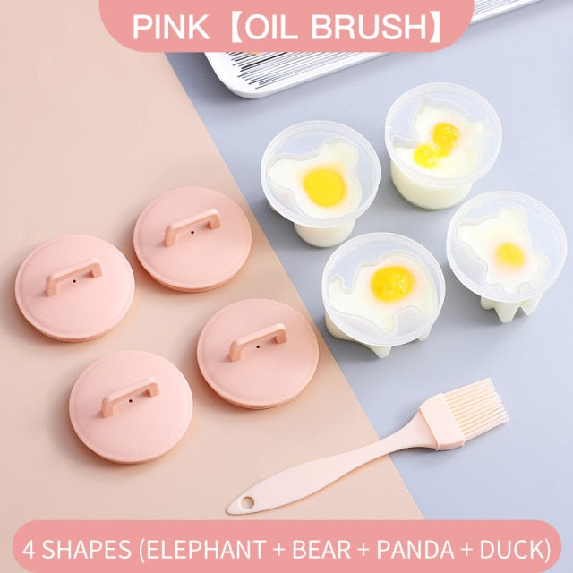 (Store Closing Sale) 4 Pcs/Set Cute Egg Cooker Tools With Plastic  Brush