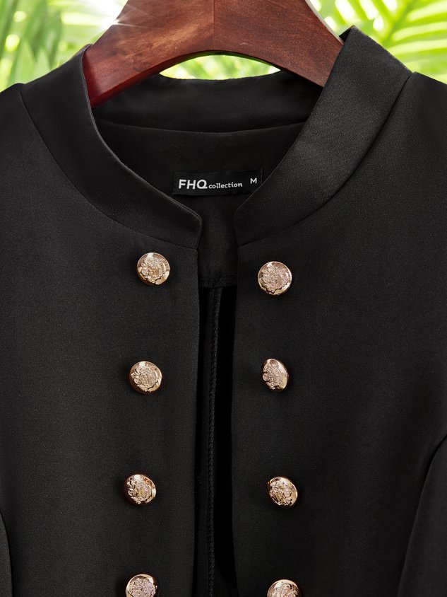 Long Sleeve Shift Buttoned Solid Jacket