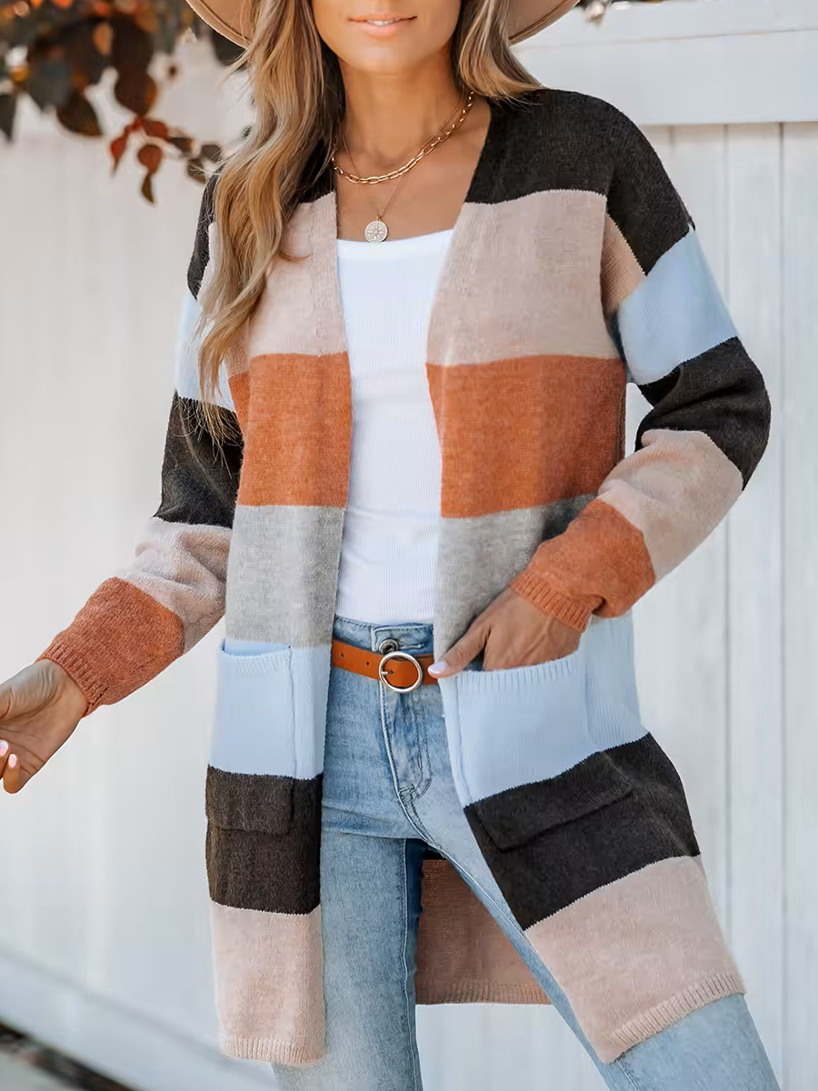 Women's casual striped cardigan