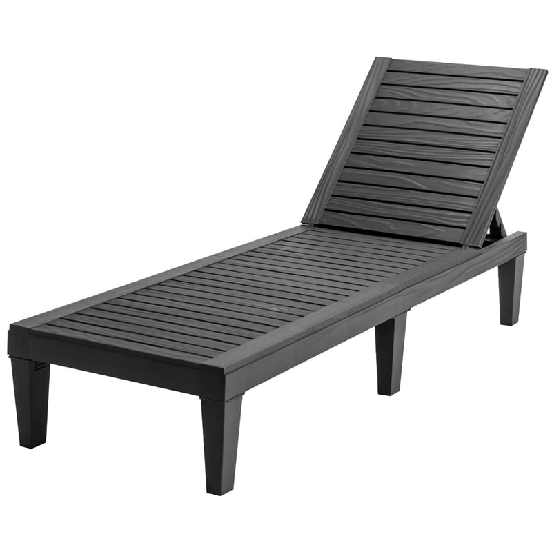 Outdoor Chaise Lounge Patio Reclining Chair with 5-Position Adjustable Backrest