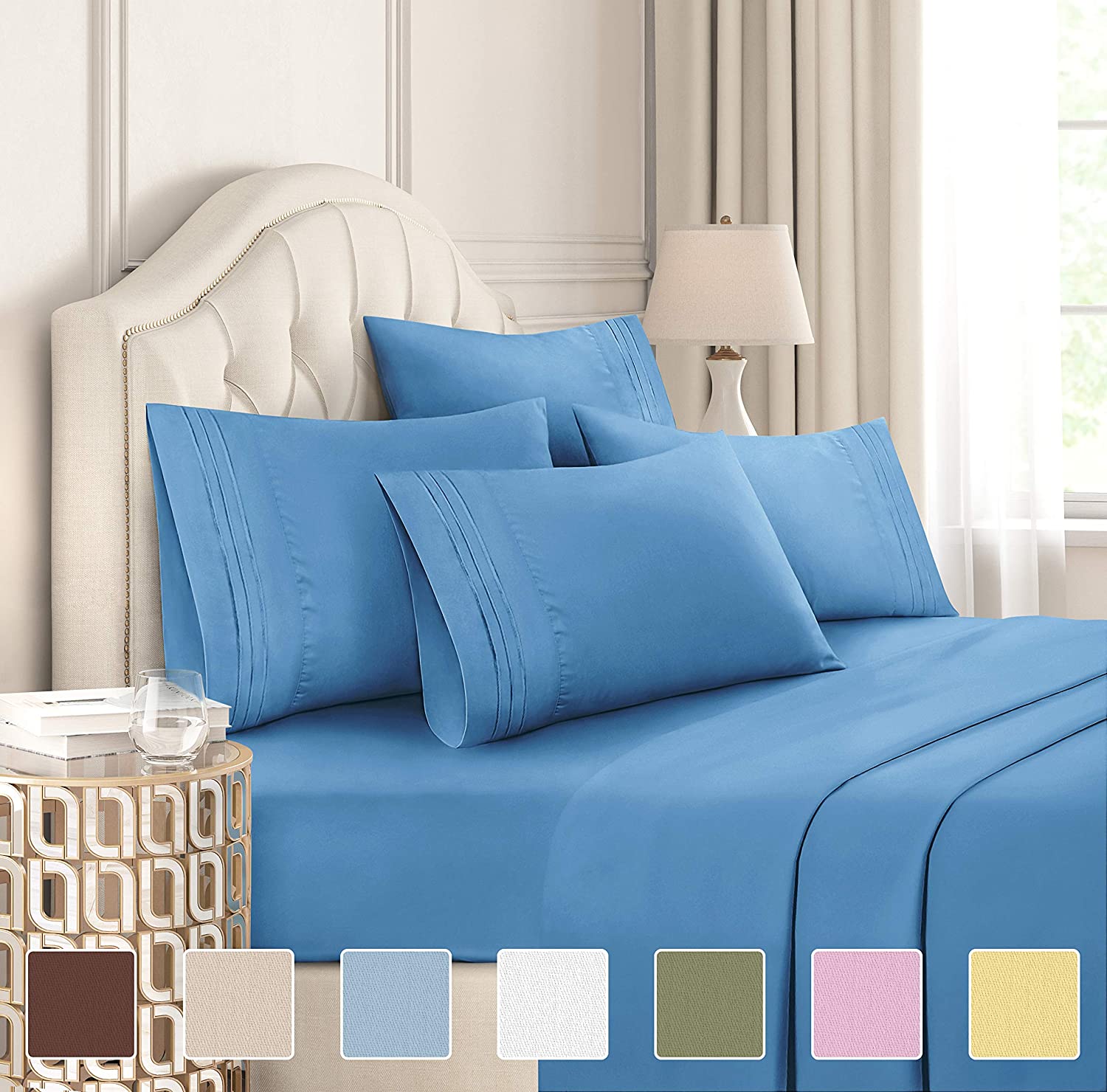 4/6 Piece Bed Sheets Set- Extra Soft - Deep Pockets - Easy Fit - Breathable /Cooling - Wrinkle Free