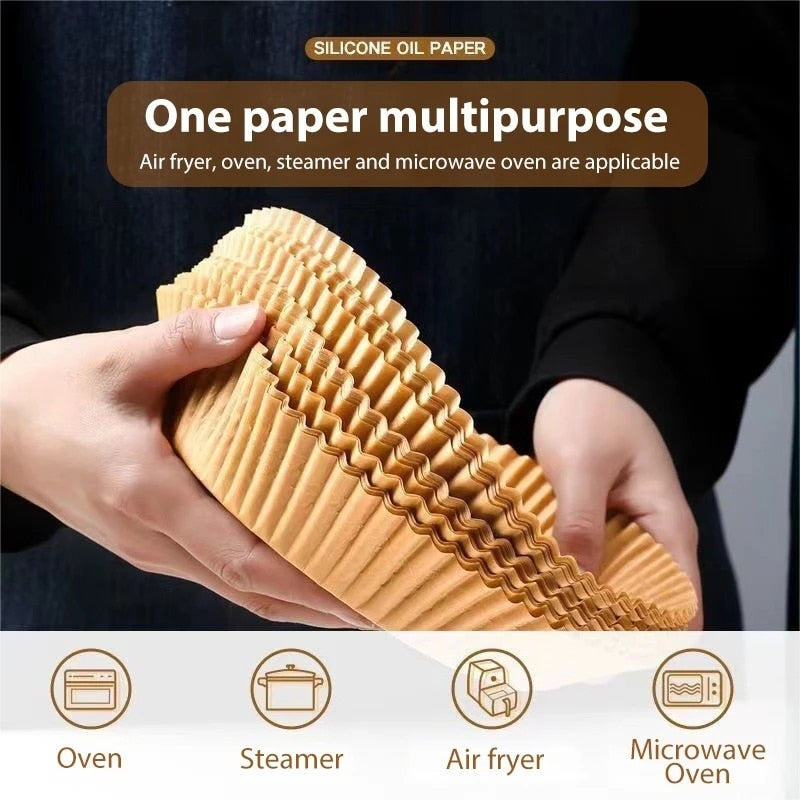 (Store Closing Sale) Air Fryer Disposable Paper Liner, Non-stick Disposable Air Fryer Liners, Baking Paper for Air Fryer Oil-proof, Water-proof, Parchment for Baking Roasting Microwave