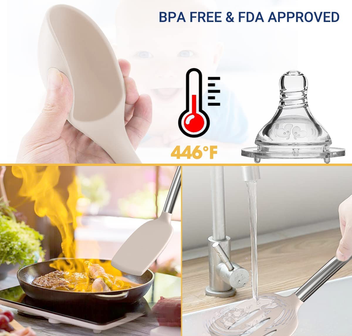 (Store Closing Sale) Silicone cooking utensils set