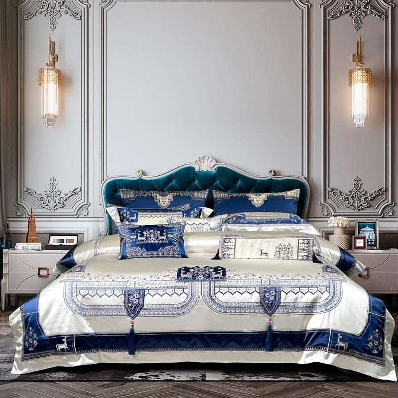 Luxury Embroidered Tassel Duvet Cover Set