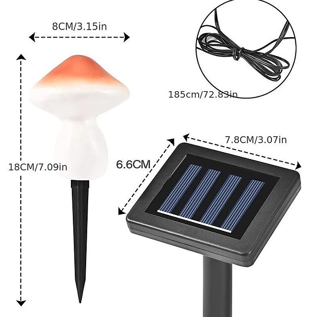 3 PCS Solar Garden Light Outdoor Lawn Light Simulation Mushroom Light Villa Decoration Waterproof Ground Light Small Night Light Landscape Lighting