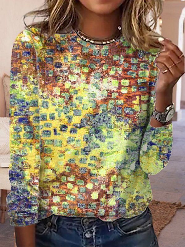 Loose Abstract Long sleeve Casual T-Shirt