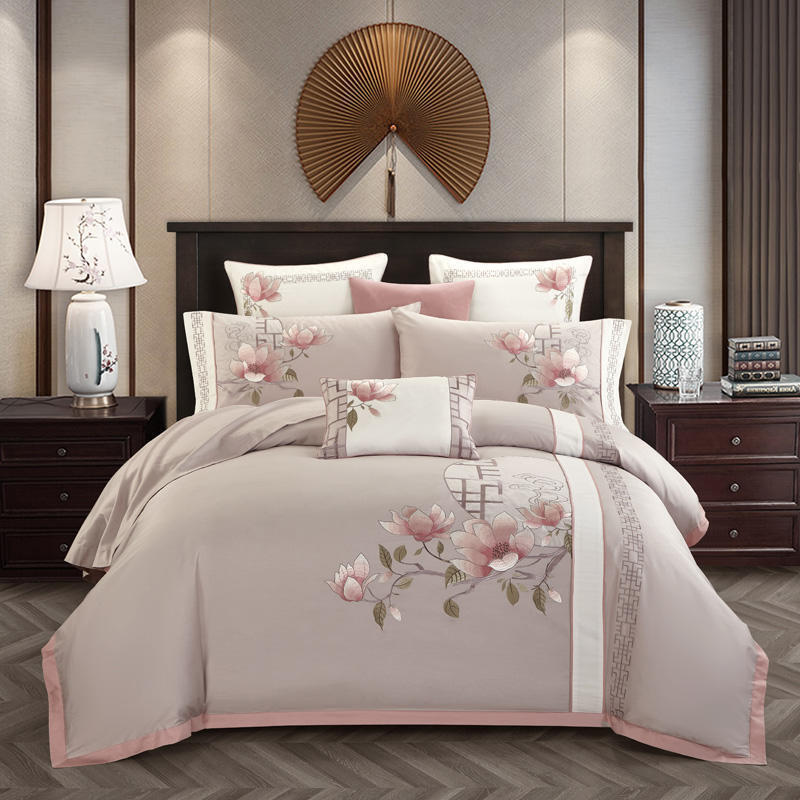 Luxury Egyptian Cotton Classical Embroidery Duvet Cover Set