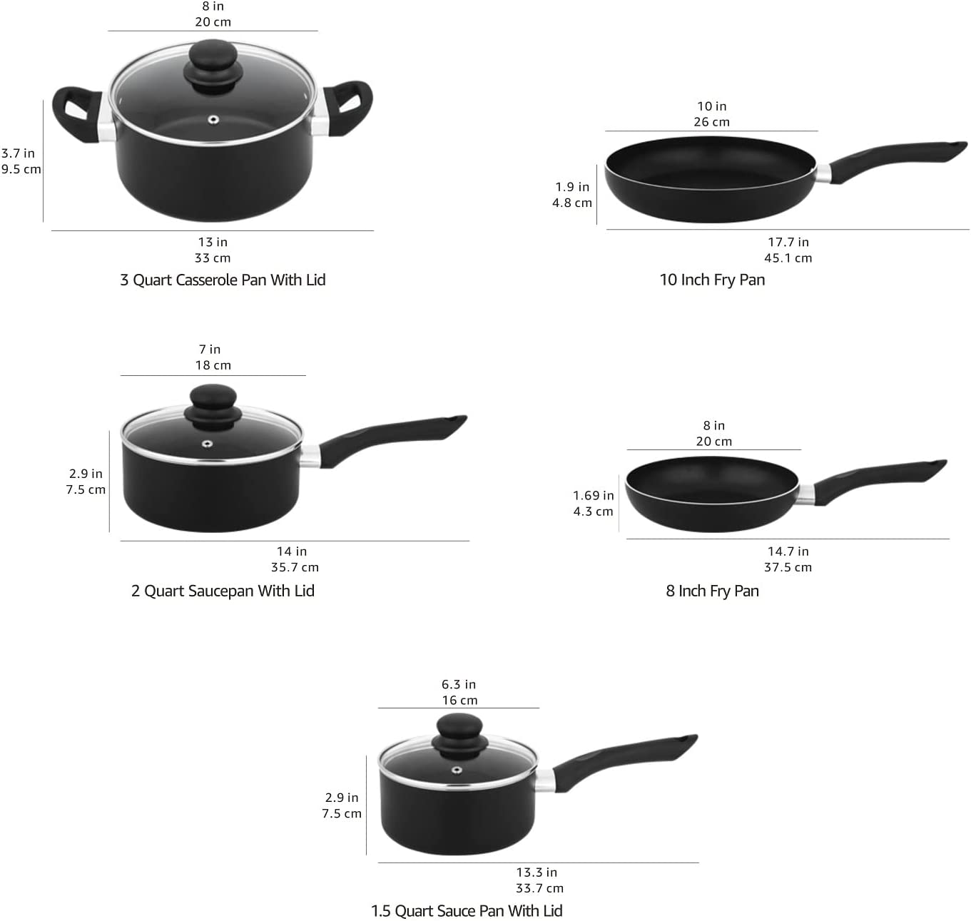 (Store Closing Sale) Non-Stick Cookware Set, Pots, Pans and Utensils - 15-Piece Set