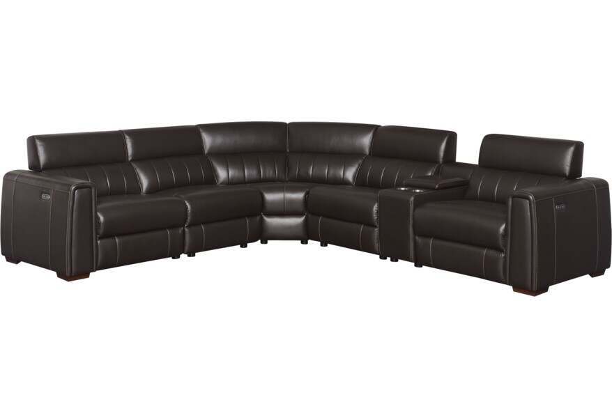 4-SEAT POWER RECLINING LEATHER SECTIONAL SOFA WITH OUTLETS AND USB PORTS