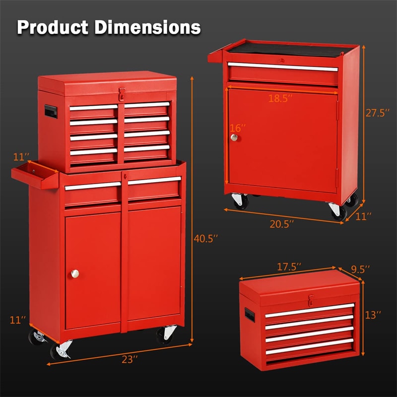 5-Drawer Rolling Tool Chest High Capacity Tool Storage Cabinet Toolbox Organizer with Wheels and Locking System