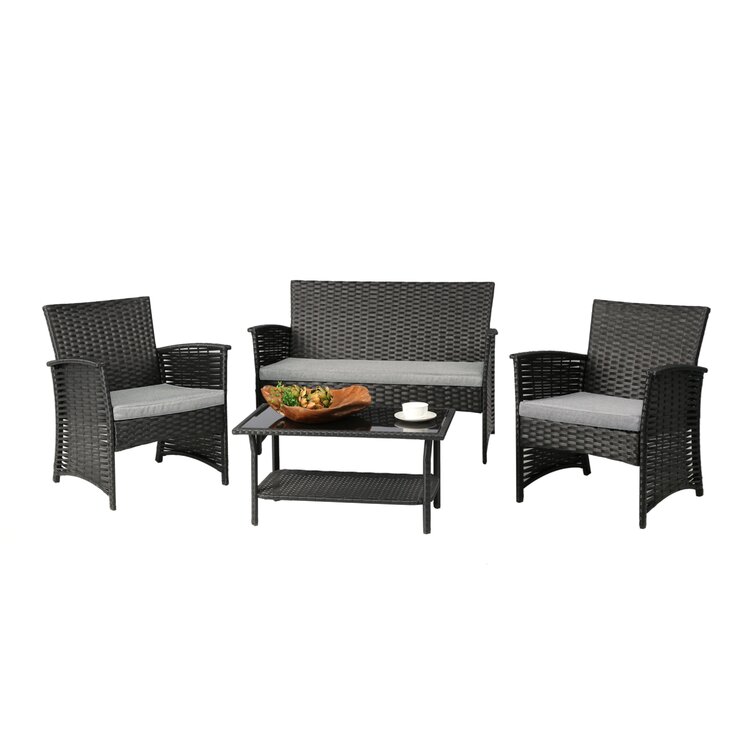 Genova 4 Piece Rattan Sofa Seating Group with Cushions