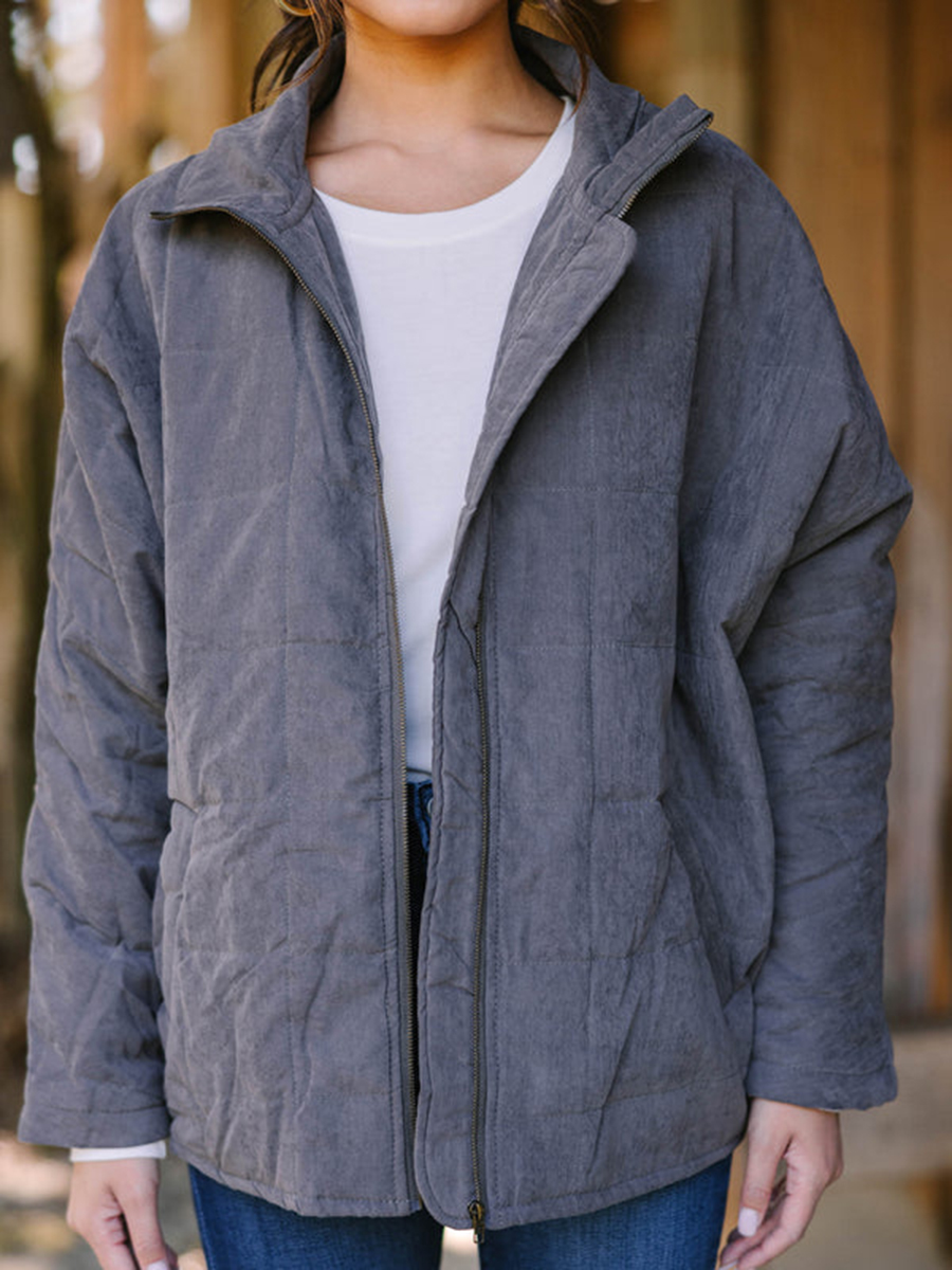 Gray Quilted Jacket