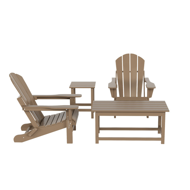 Kirkham Plastic Folding Adirondack Chair with Table