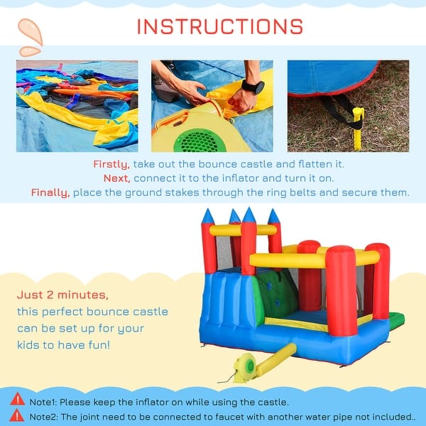 6-in-1 Kids Bounce House Inflatable Water Slide with Pool, Water Gun, Climbing Wall, Inflator Included