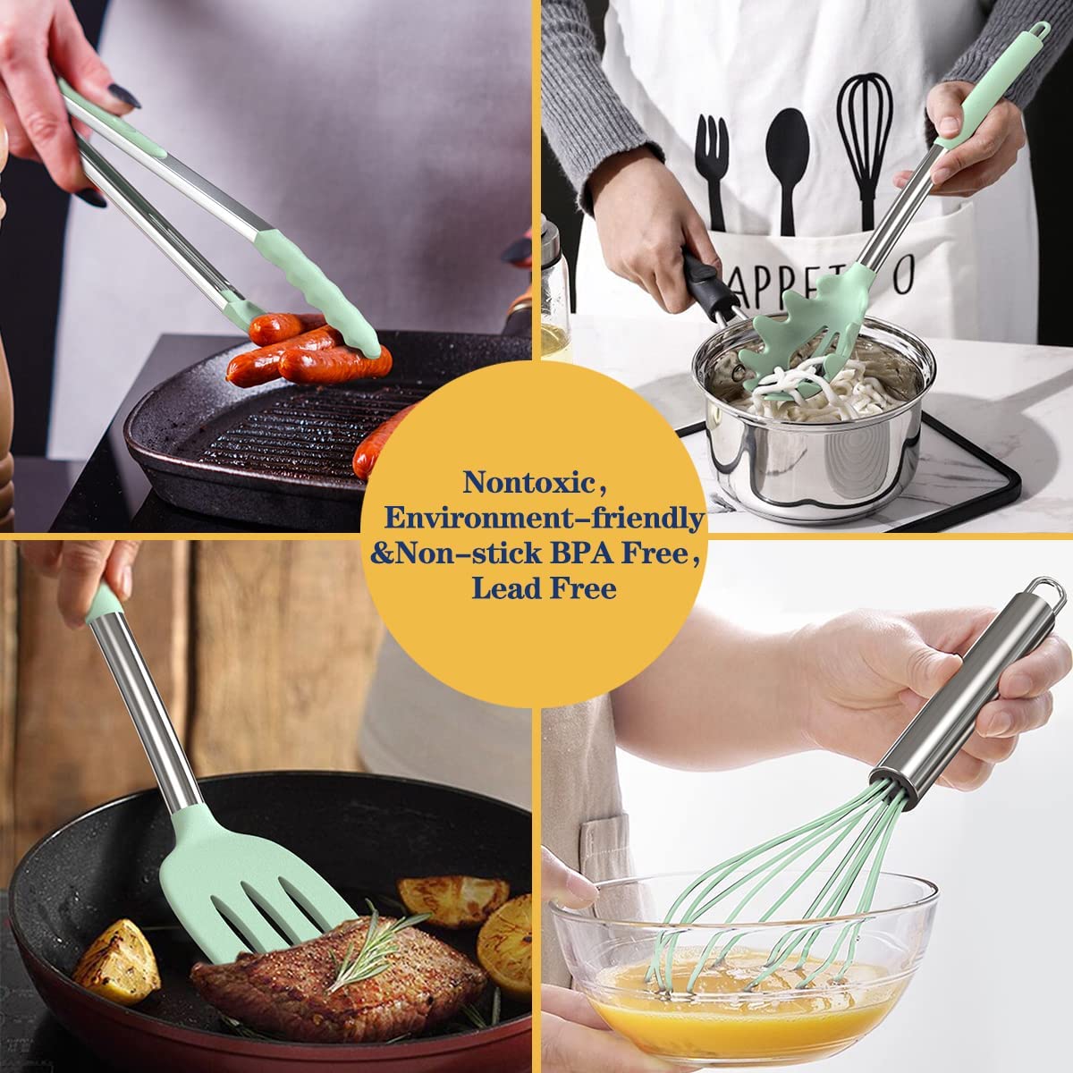 (Store Closing Sale) Silicone cooking utensils set