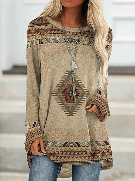 Geometric Loose Casual Long sleeve Top