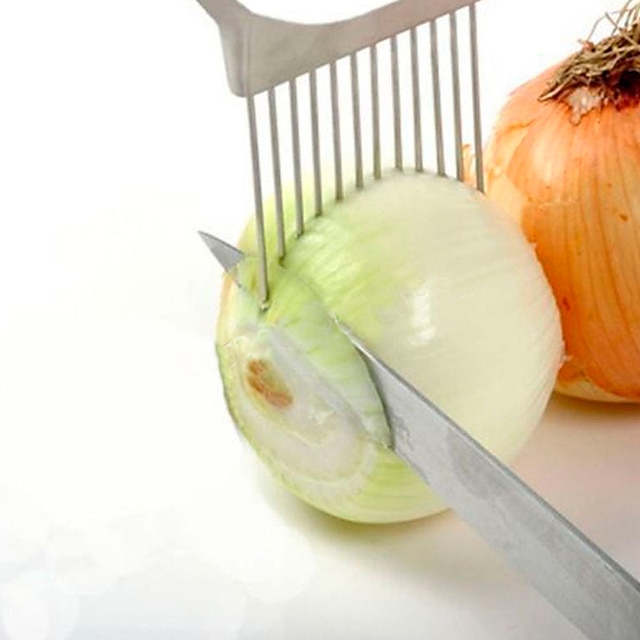 Kitchen Onion Slicer Cut Onion Holder Fork Tomato Vegetable Slicer Cutting Aid Guide Holder Fruit Cutter