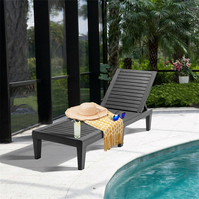 Outdoor Chaise Lounge Patio Reclining Chair with 5-Position Adjustable Backrest