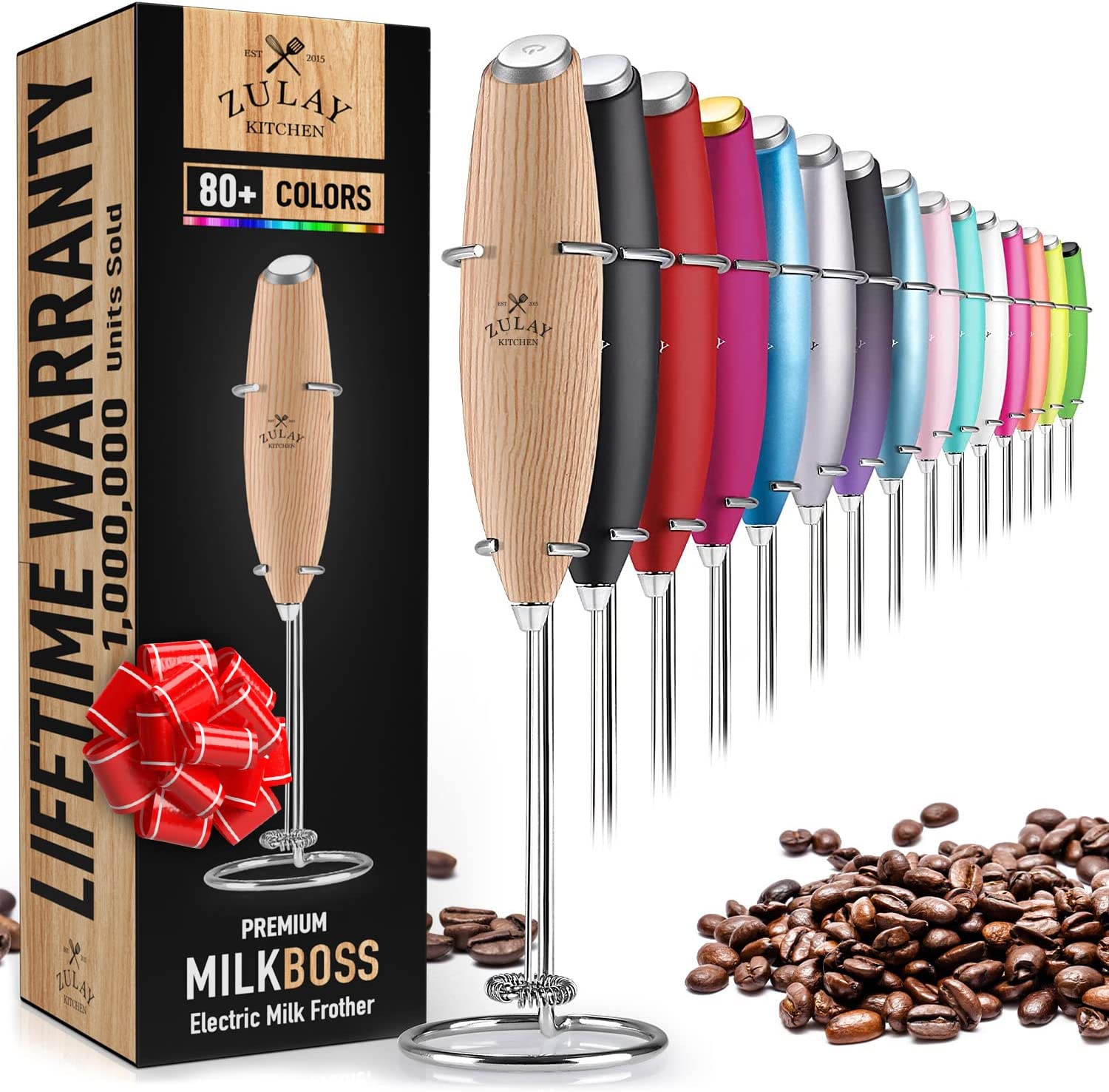 Powerful Milk Frother Handheld Foam Maker for Lattes - Whisk Drink Mixer for Coffee, Mini Foamer for Cappuccino, Frappe, Matcha, Hot Chocolate by Milk Boss (Black)