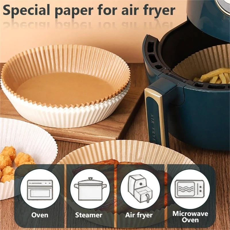 (Store Closing Sale) Air Fryer Disposable Paper Liner, Non-stick Disposable Air Fryer Liners, Baking Paper for Air Fryer Oil-proof, Water-proof, Parchment for Baking Roasting Microwave