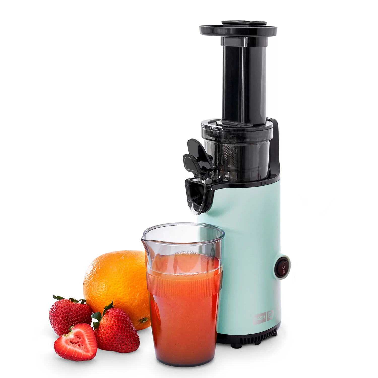 (Store Closing Sale) Compact Masticating Slow Juicer, Easy to Clean Cold Press Juicer with Brush, Pulp Measuring Cup, Frozen Attachment and Juice Recipe Guide