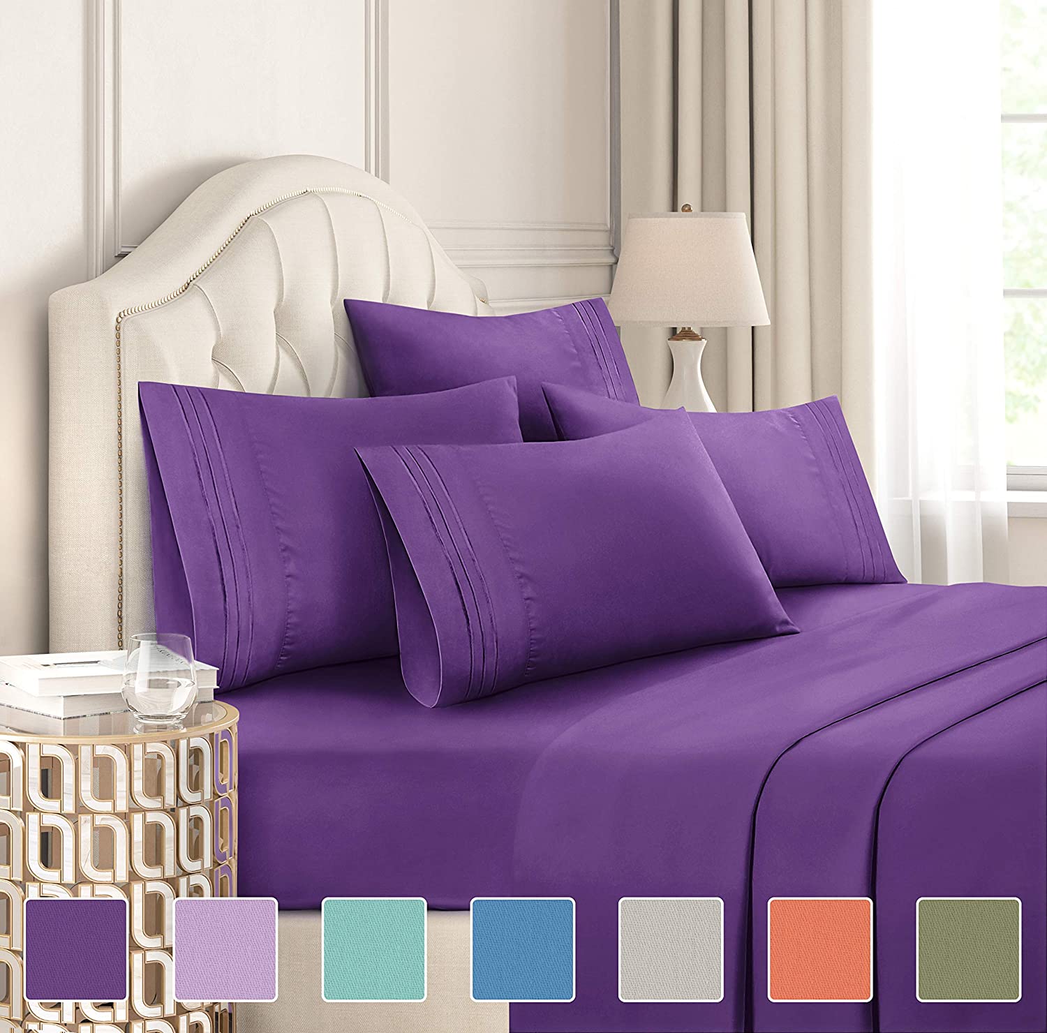 4/6 Piece Bed Sheets Set- Extra Soft - Deep Pockets - Easy Fit - Breathable /Cooling - Wrinkle Free