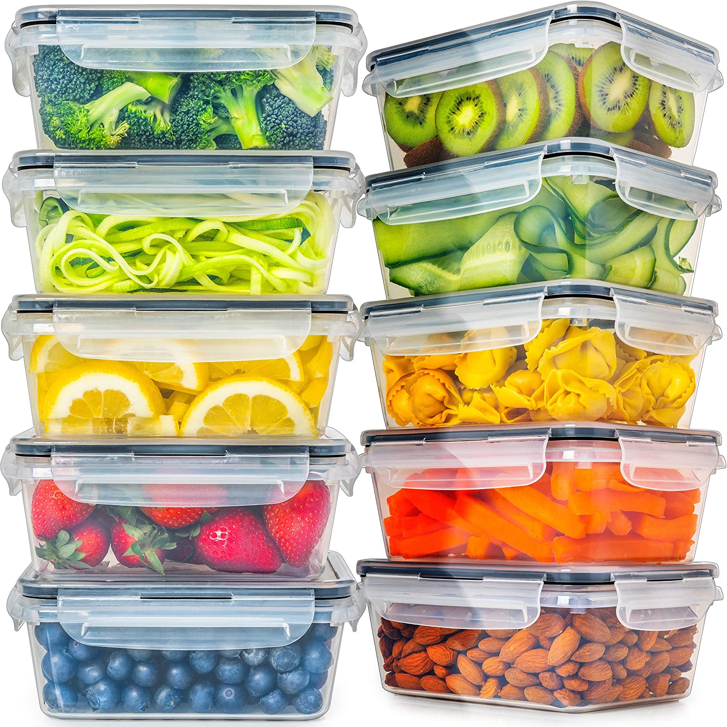 50-piece Food storage Containers Set with Lids, Plastic Leak-Proof BPA-Free Containers for Kitchen Organization, Meal Prep, Lunch Containers (Includes Labels & Pen)