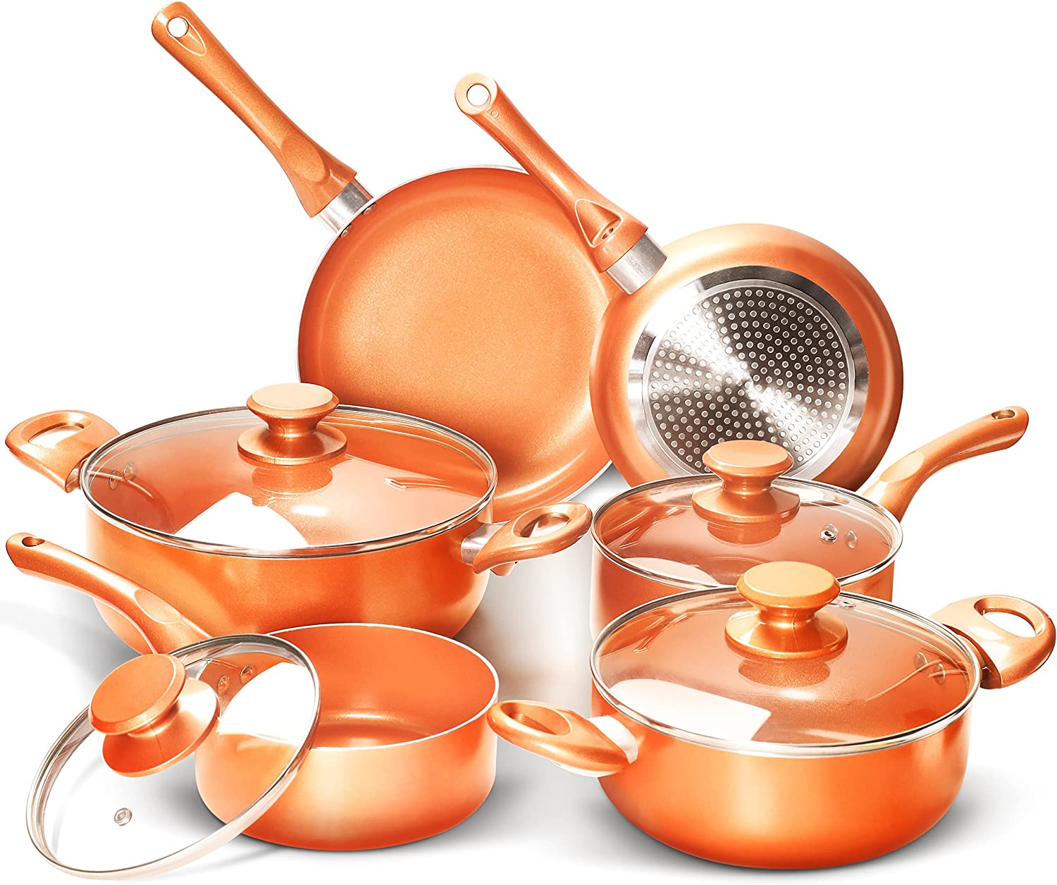 (Store Closing Sale) 10pcs Cookware Set Ceramic Nonstick Soup Pot