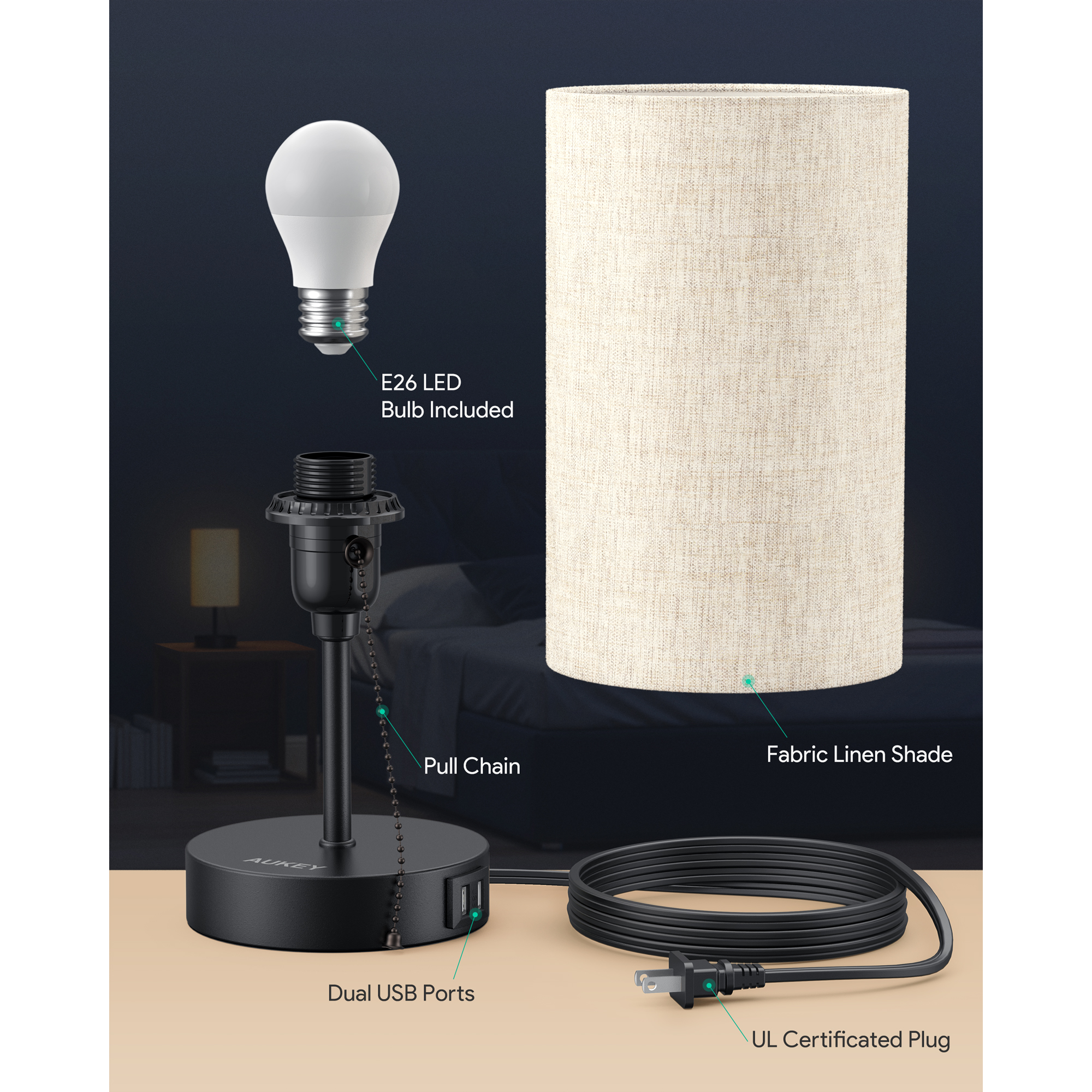 AUKEY LT-T12 Classic Table Lamp