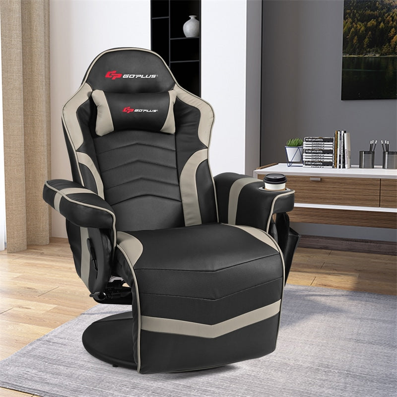 Ergonomic High Back Massage Gaming Chair Racing Style Gaming Recliner with Adjustable Backrest Footrest