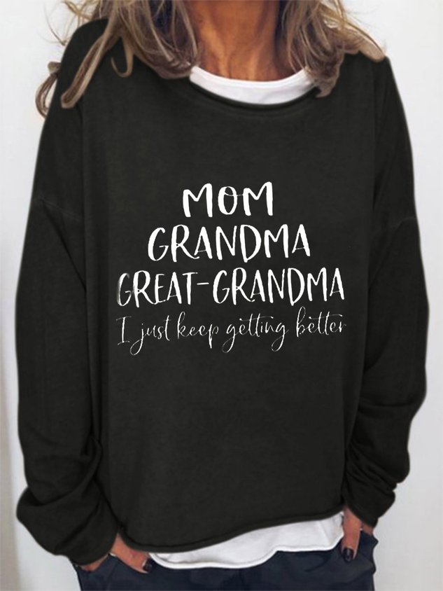 Casual Text Letters Crew Neck Loose Sweatshirt