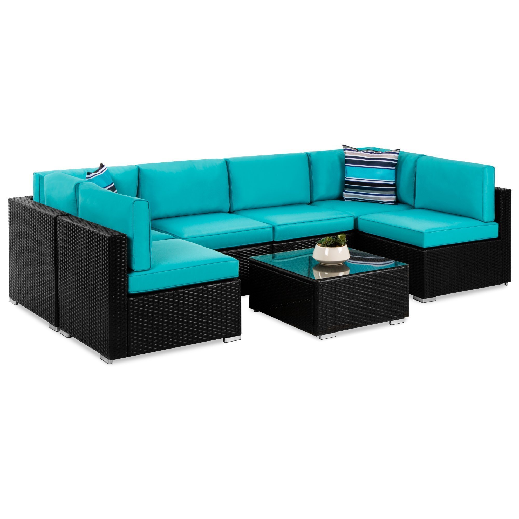 🔥Best Choice Products🔥 7-Piece Modular Outdoor Conversational Furniture Set, Wicker Sectional Sofas