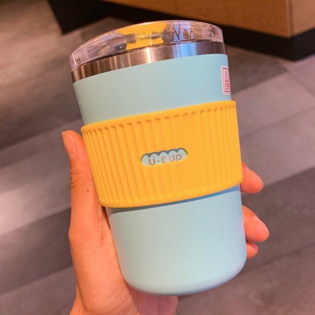 Double Stainless Steel Coffee Cup Leakproof Insulated Thermal Cup Car Portable Travel Coffee Mug