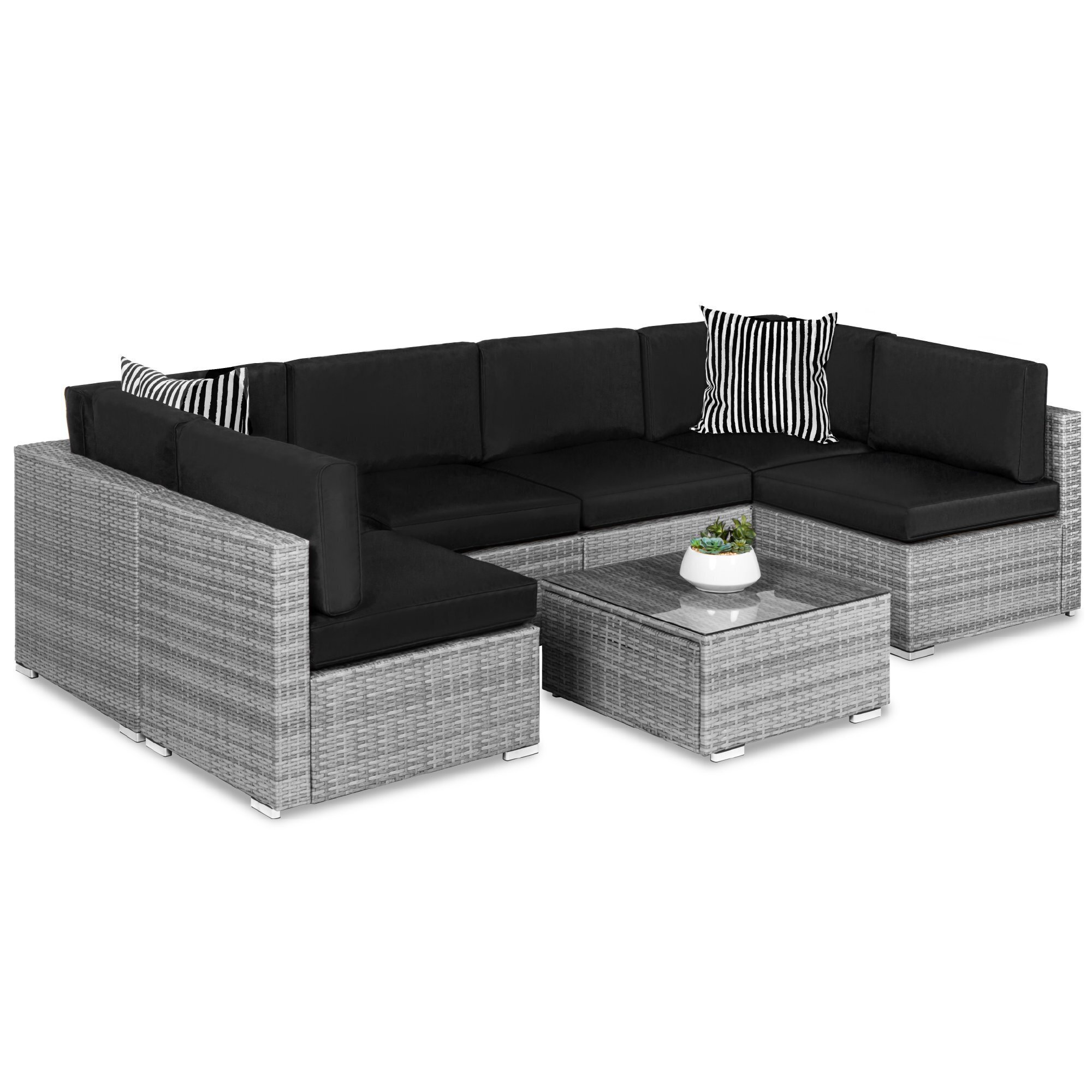 🔥Best Choice Products🔥 7-Piece Modular Outdoor Conversational Furniture Set, Wicker Sectional Sofas