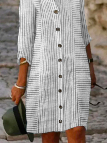 Loose Casual Striped Shirt Dress