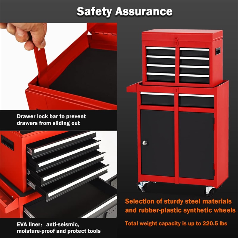 5-Drawer Rolling Tool Chest High Capacity Tool Storage Cabinet Toolbox Organizer with Wheels and Locking System