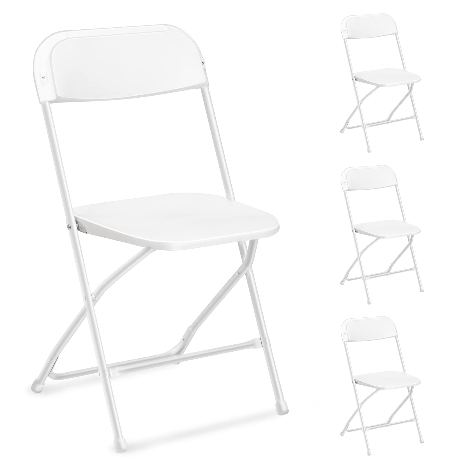 4/5/6/10/20/40 Pack Portable Plastic Folding Chair 350lb Stackable Commercial Seat with Steel Frame Party Chairs Black/White