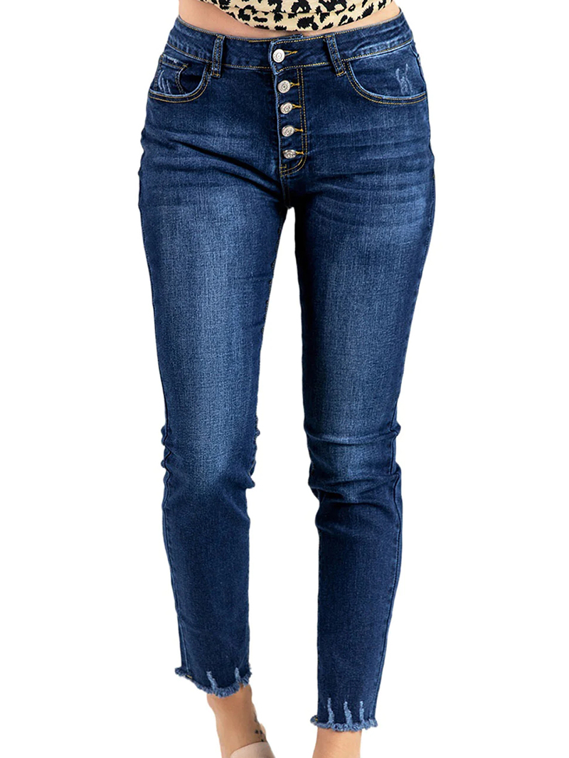 Women's casual solid color skinny jeans