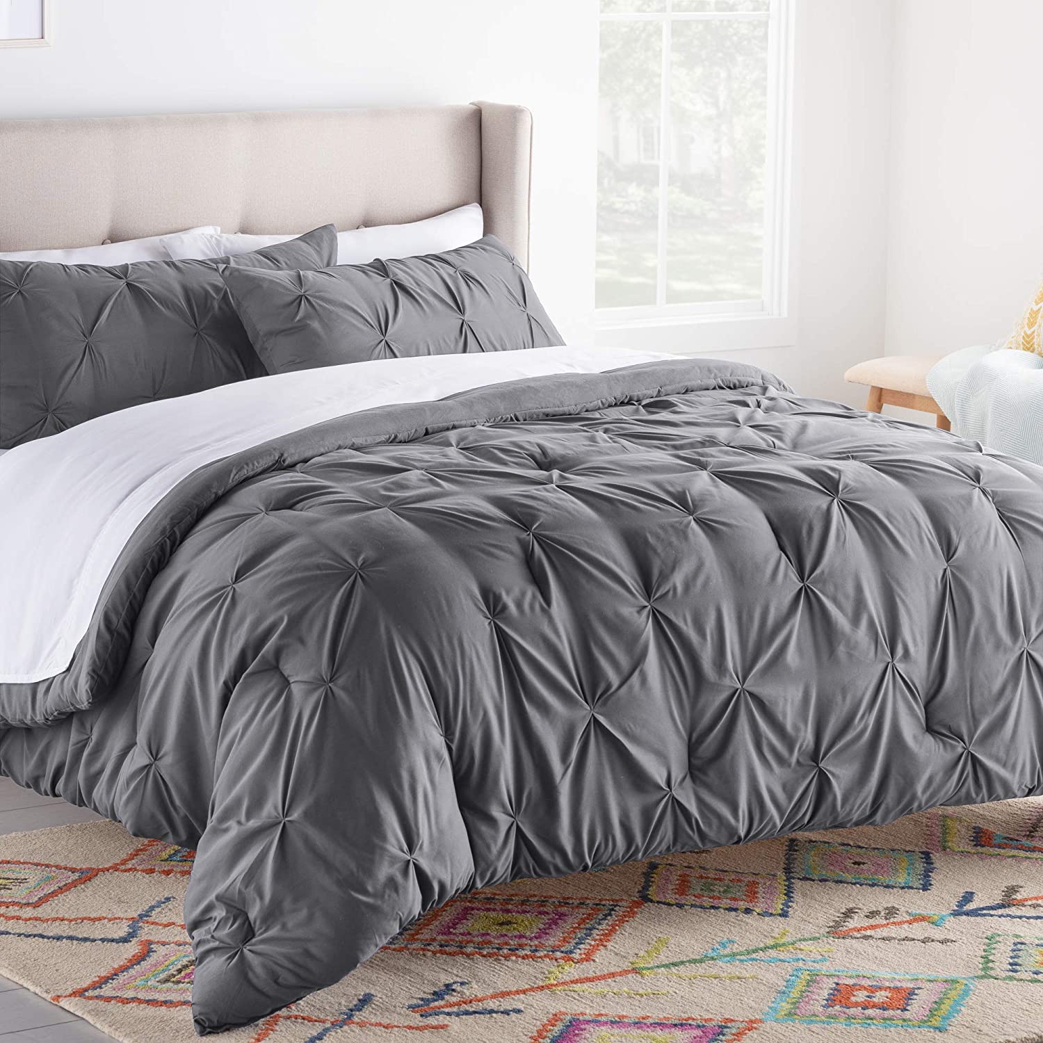 All-Season Quilted Comforter - Corner Duvet Tabs - Hypoallergenic - Plush Microfiber Fill - Machine Washable - Duvet Insert