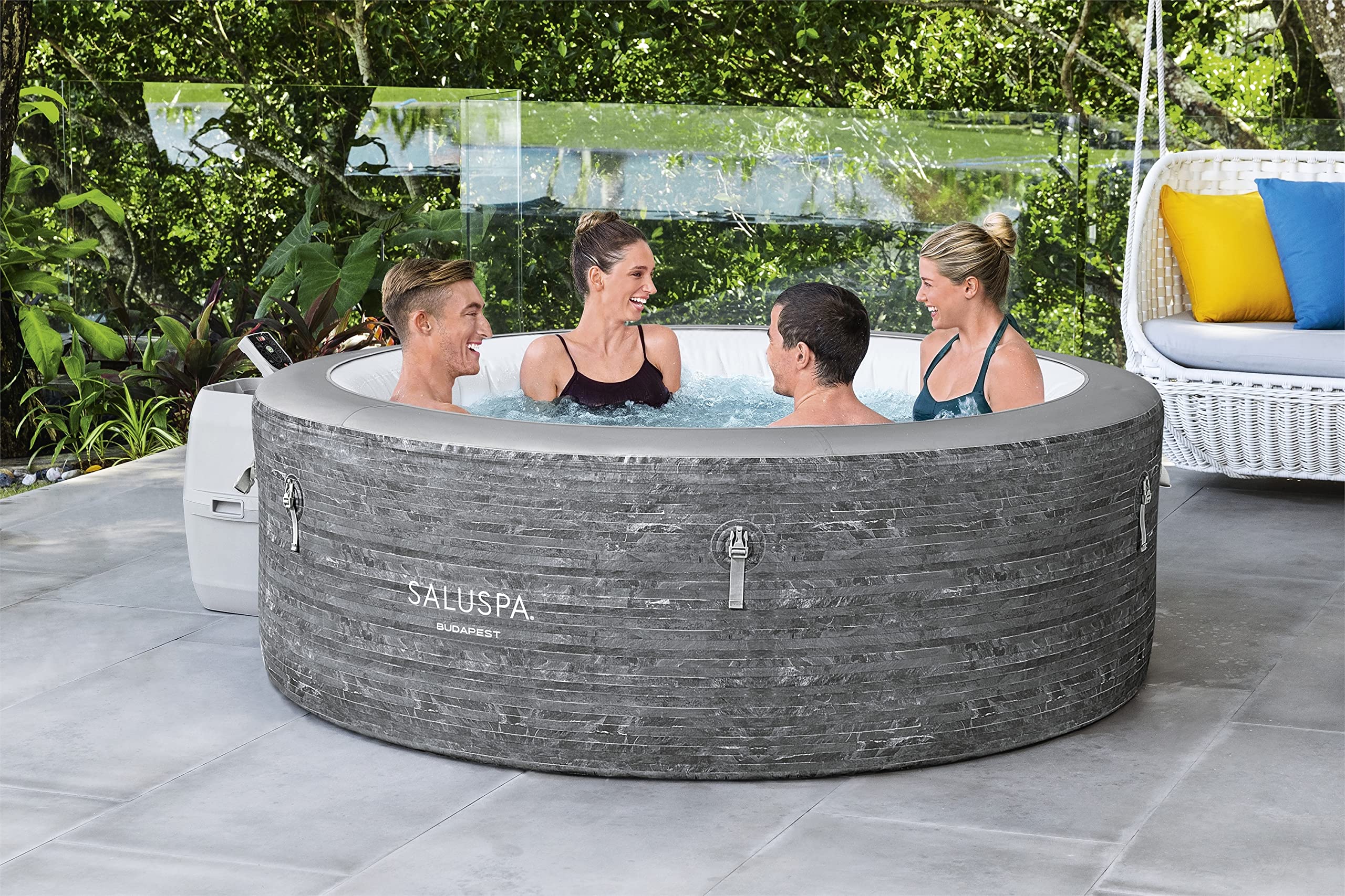 Bestway SaluSpa Budapest Inflatable Hot Tub Spa | Portable Hot Tub with Energy-Efficient Cover