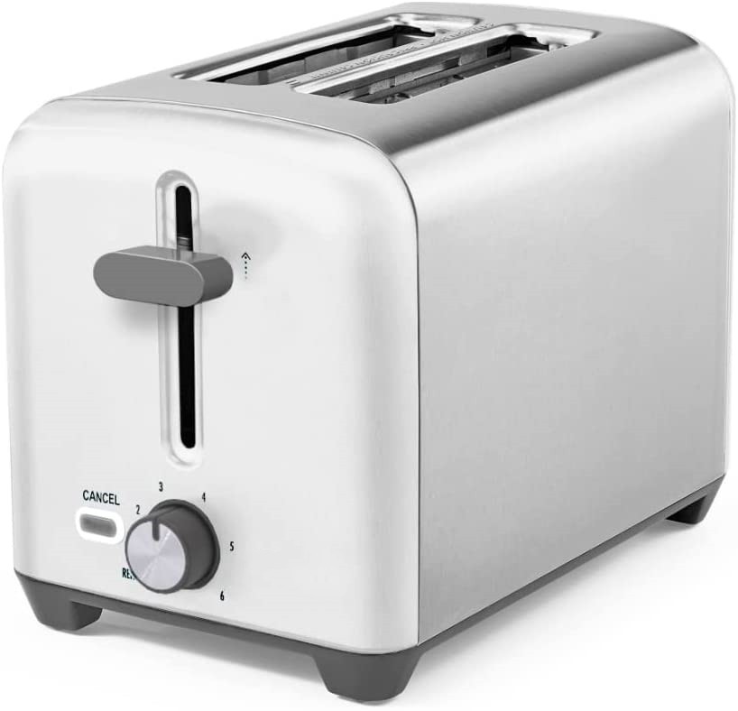 2 Slice Toaster with Extra Wide Slots & Removable Crumb Tray - 6 Browning Options, Auto Shut Off & Reheat Function - Toast Bread, Bagel & Waffle