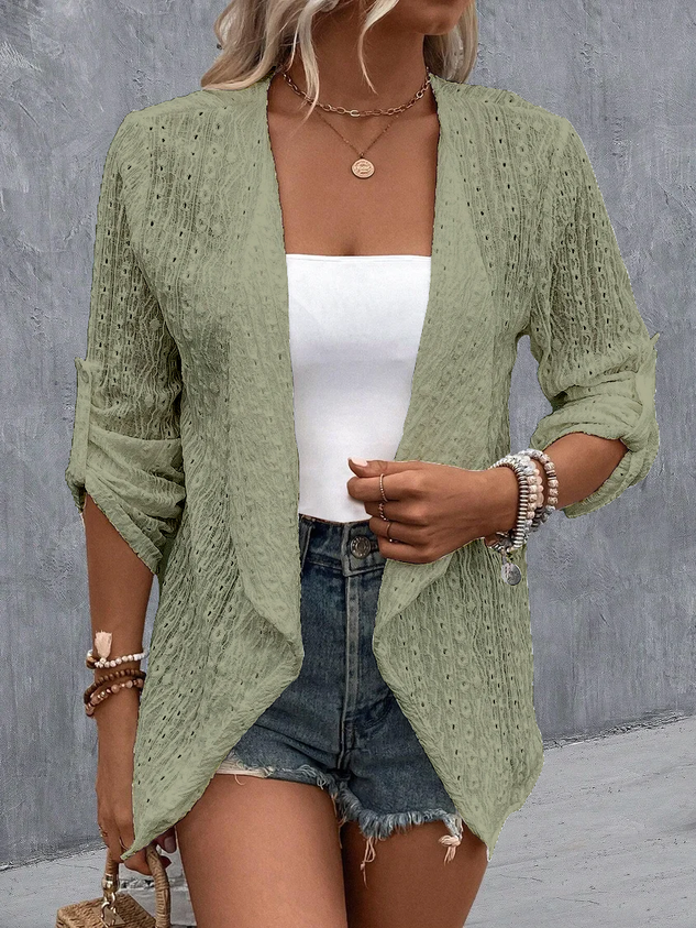 Plain Hollow Out Casual Kimono