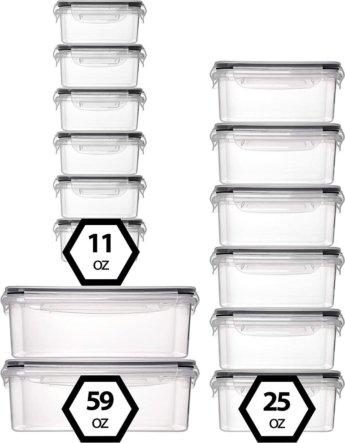 50-piece Food storage Containers Set with Lids, Plastic Leak-Proof BPA-Free Containers for Kitchen Organization, Meal Prep, Lunch Containers (Includes Labels & Pen)