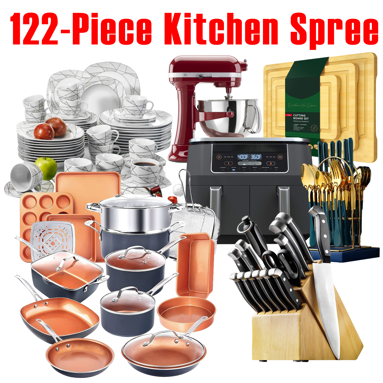 (Store Closing Sale) 122-piece Kitchen Spree, Meeting All The Needs Of The Kitchen