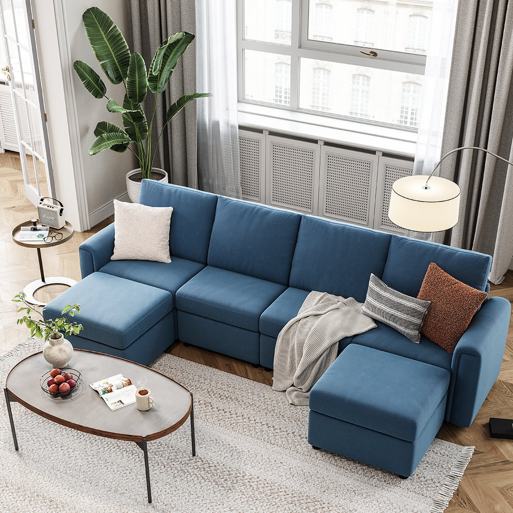 LINSY HOME Modular Couches and Sofas Sectional with Storage Sectional Sofa U Shaped Sectional Couch with Reversible Chaises, Dark Gray