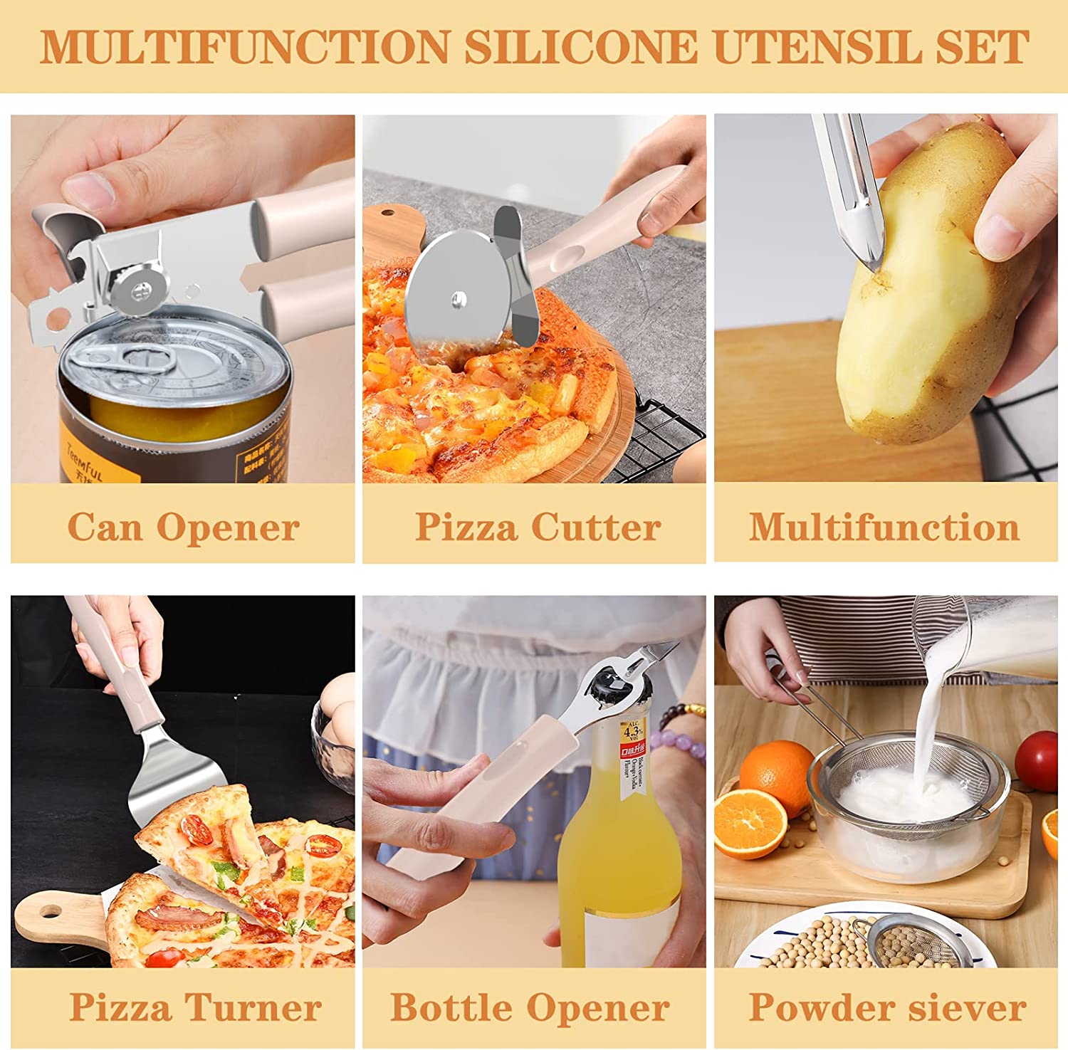 Silicone cooking tool set, chef 43 pieces heat-resistant kitchen tools