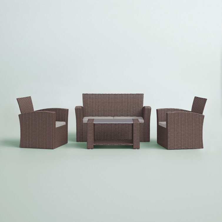 Charmain 4 Piece Rattan Sofa Seating Group with Cushions